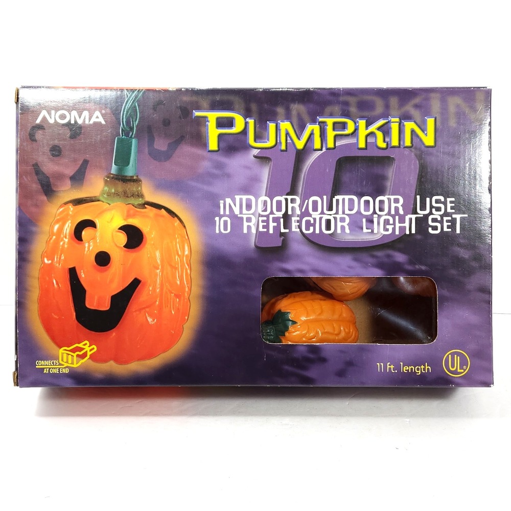NOMA Halloween Blow Mold ~ Pumpkin String Lights Set of 10 Works Jack O Lantern